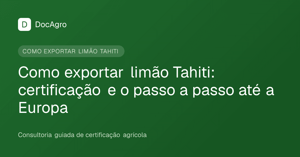 Capa do artigo da DocAgro: Como exportar limão Tahiti, certificação e o passo a passo até a Europa