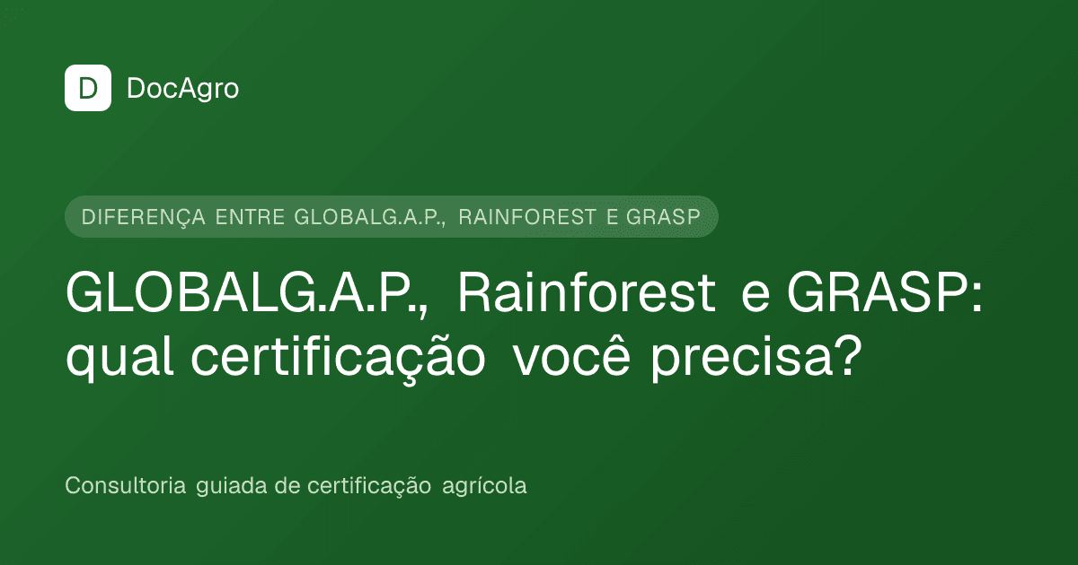 Capa do artigo da DocAgro: GLOBALG.A.P., Rainforest e GRASP, qual certificação você precisa?