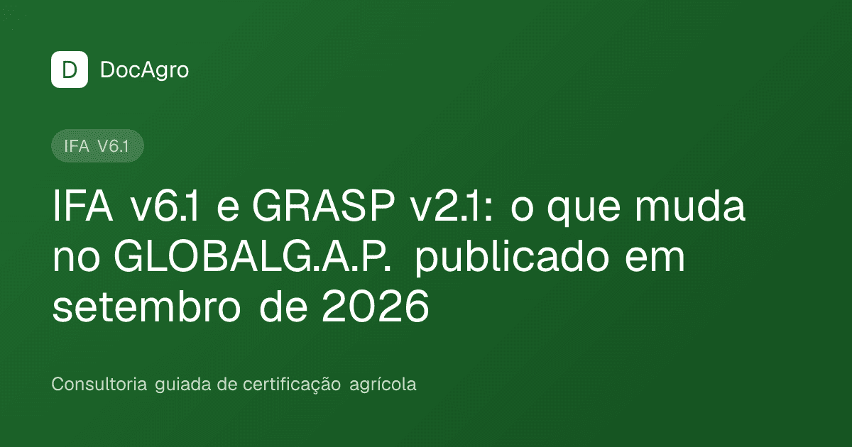 Capa do artigo da DocAgro sobre as atualizações do GLOBALG.A.P. IFA v6.1 Smart e GRASP v2.1