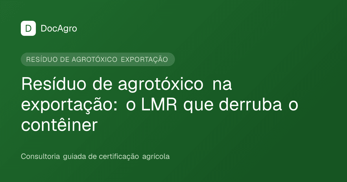 Capa verde DocAgro com o título Resíduo de agrotóxico na exportação